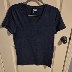 H&M Dark Blue V-Neck Short Sleeve Tee